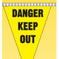 60' String Stock Safety Slogan Pennants - Danger Keep Out